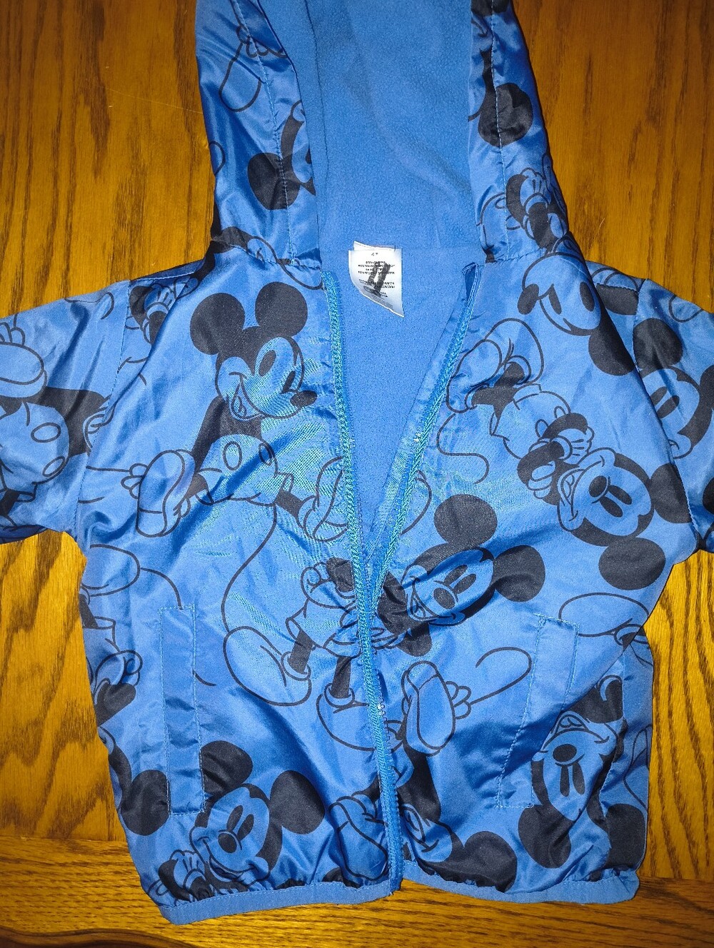Mickey Mouse Windbreaker, Fleece Lined. Size 4T- Unisex